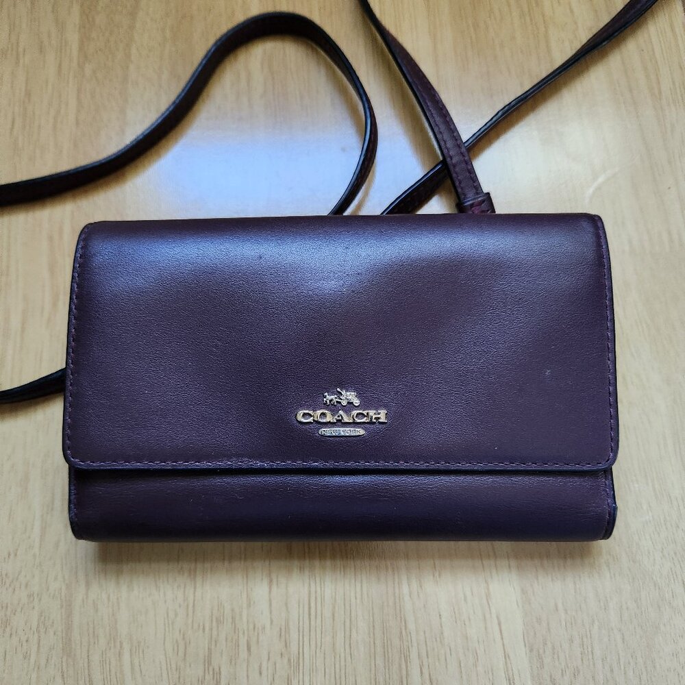 Coach Leather Crossbody Phone Bag, Small, Oxblood (dark red/burgundy)
